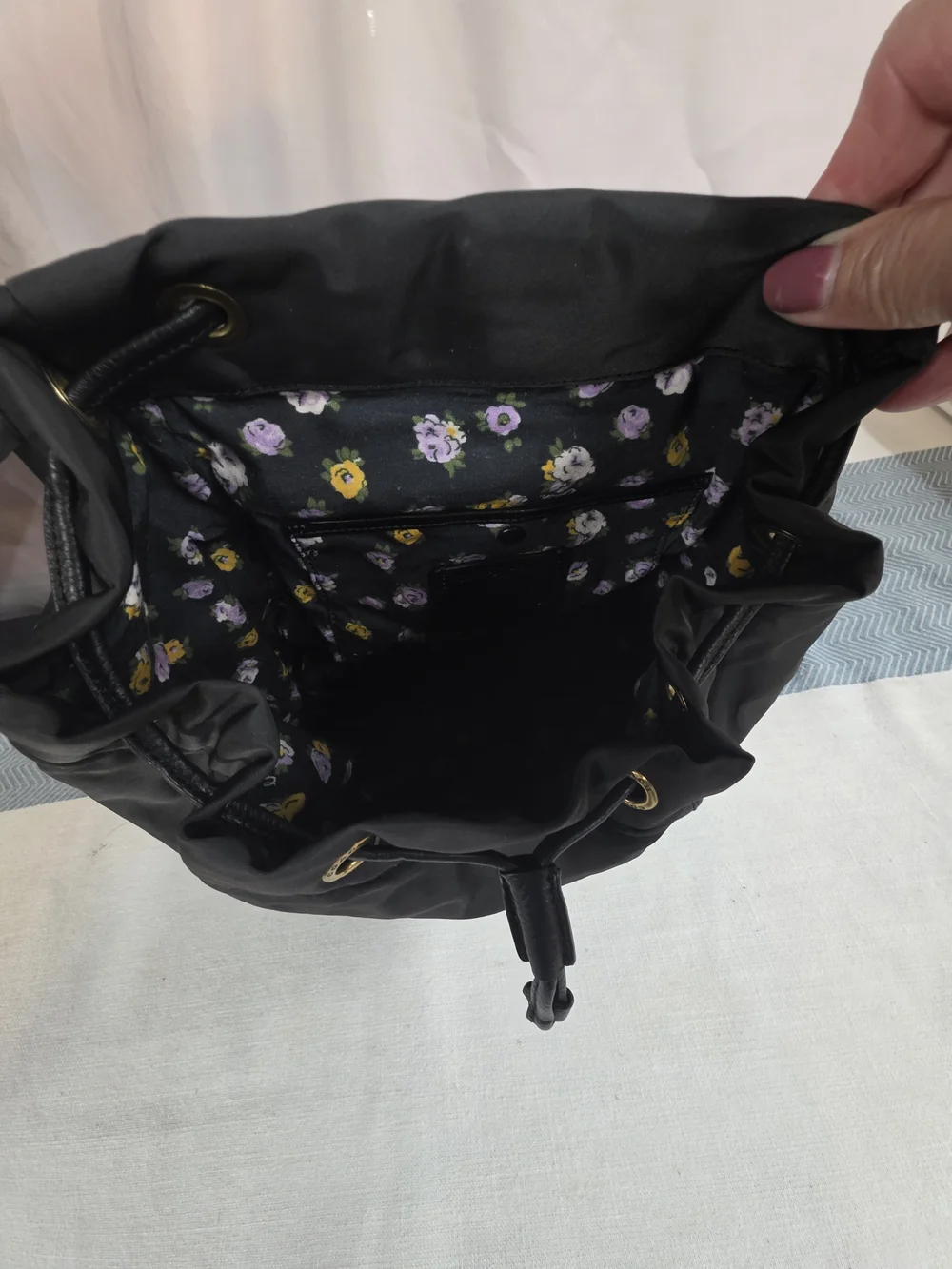 Coach Black Nylon Leather Cargo Backpack with Gold Hardware
